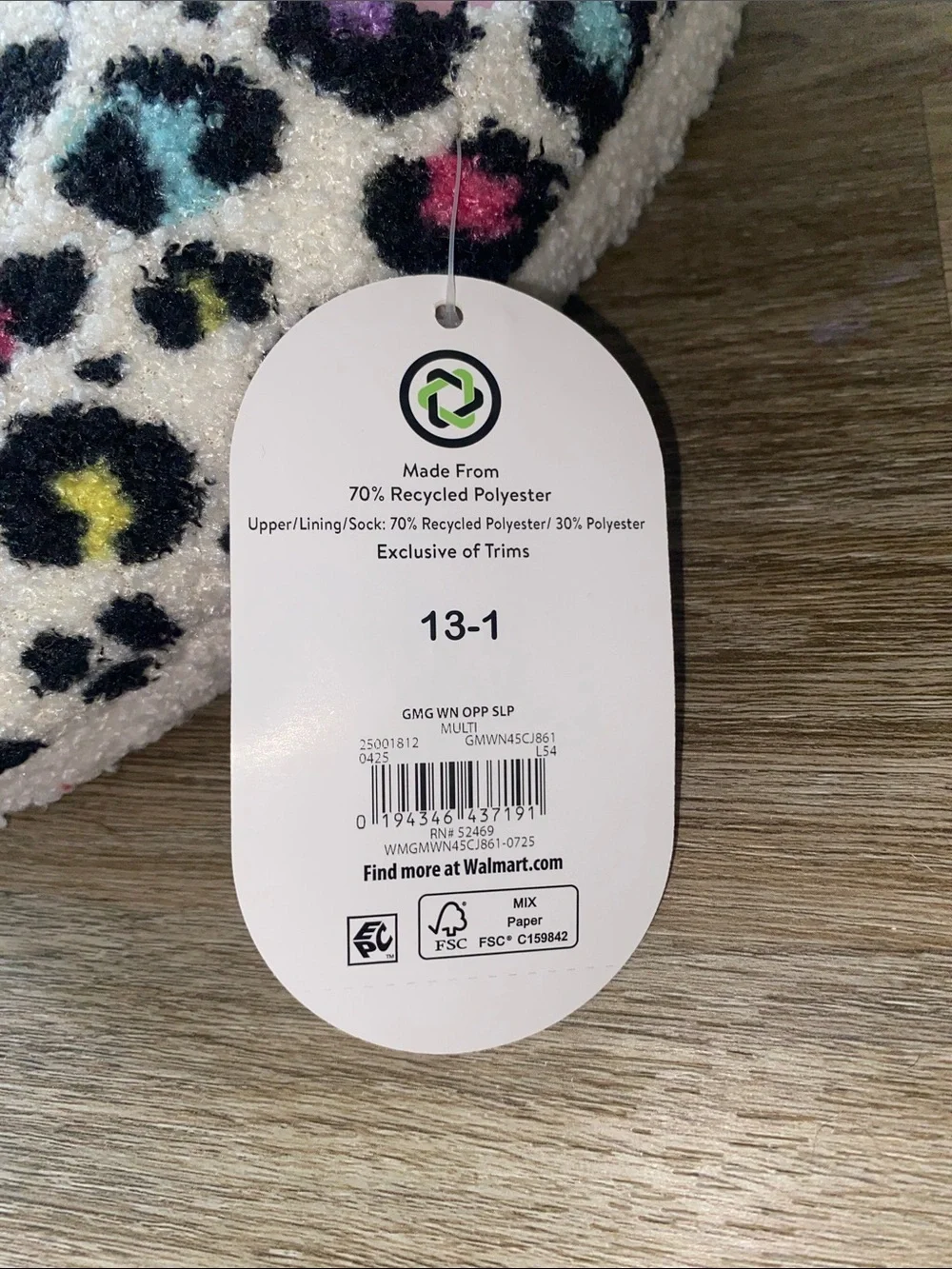 wonder nation Pink Lined Fuzzy Leopard Print Kids Slippers